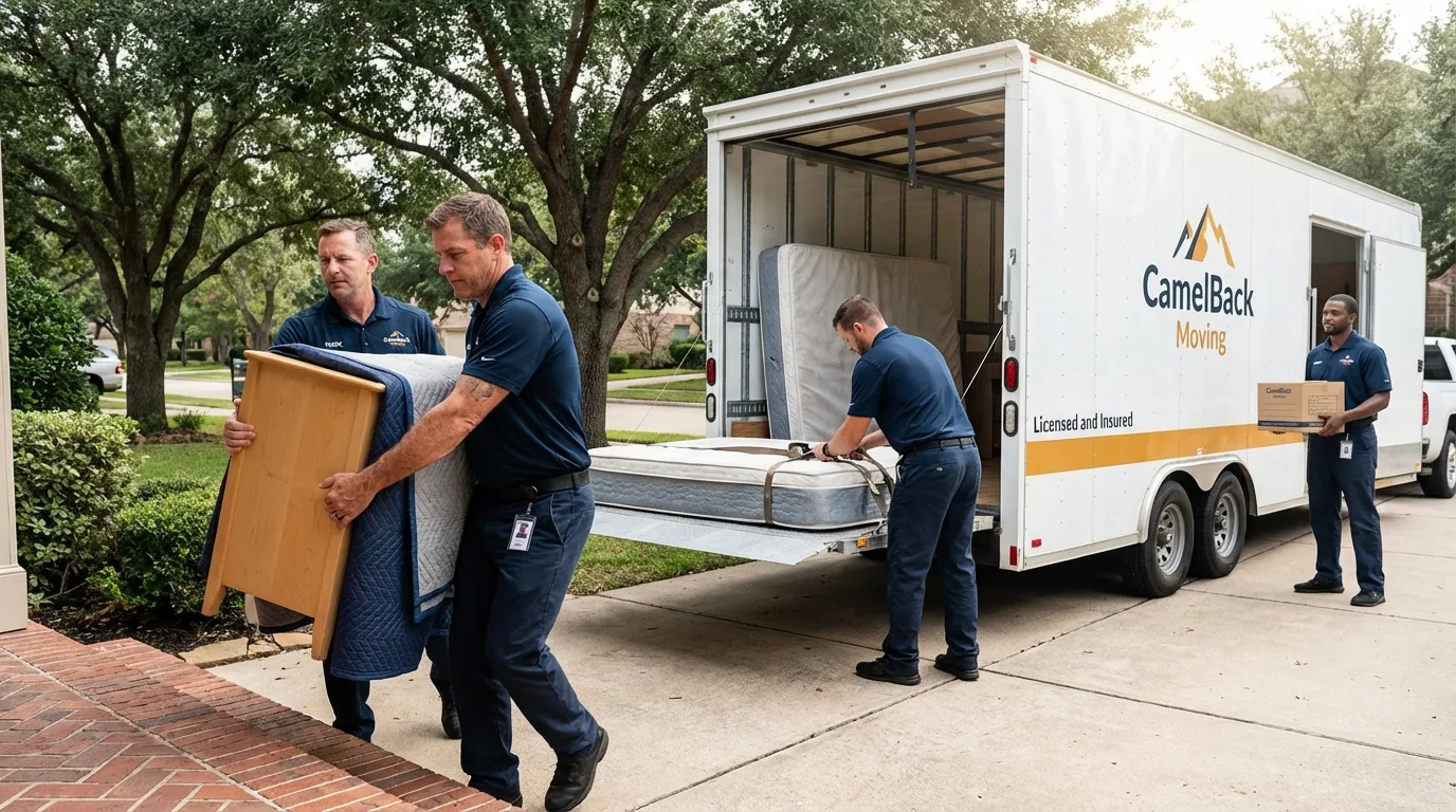 Crew loading residential truck for cross-state move from Simpsonville, SC